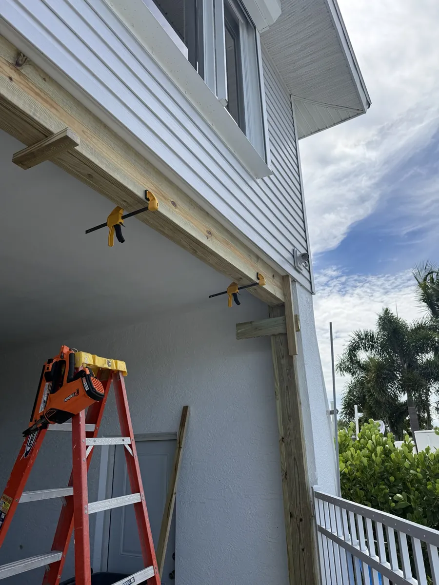 Close view of the fill-in framing during preparation